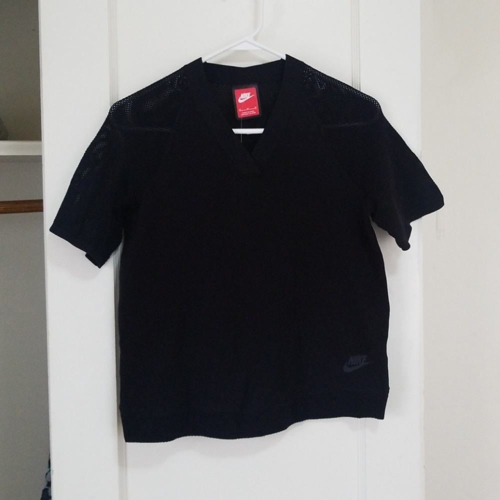 Nike tech knit black crop length top